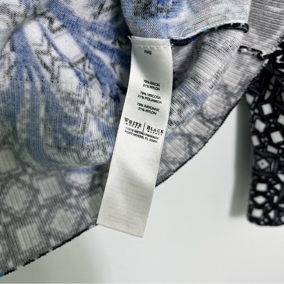 White House Black Market Navy Printed Bright Pattern Snap Front Cardigan Sweater - Picture 5 of 8